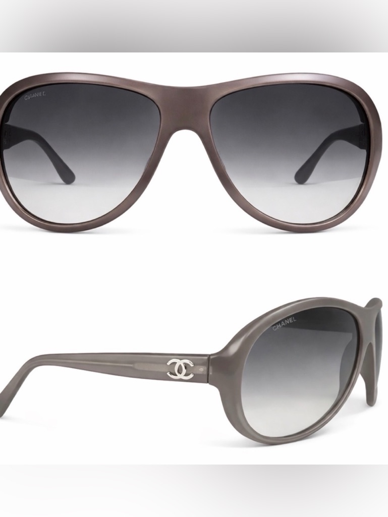 Authentic Chanel Pilot Sunglasses 5093 Rare Vintage Oversized Taupe Brown Opaque